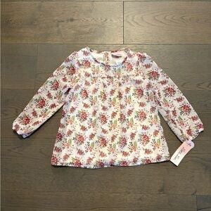 Little lass girls pink floral blouse sz 5/6 new with tags